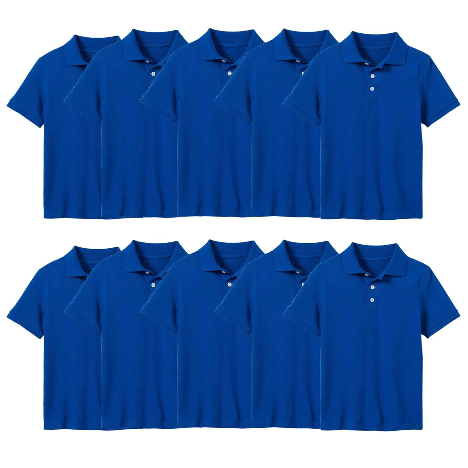 10-Pack School Uniform Tagless Polo Tshirt for Little Boys & Big Boys