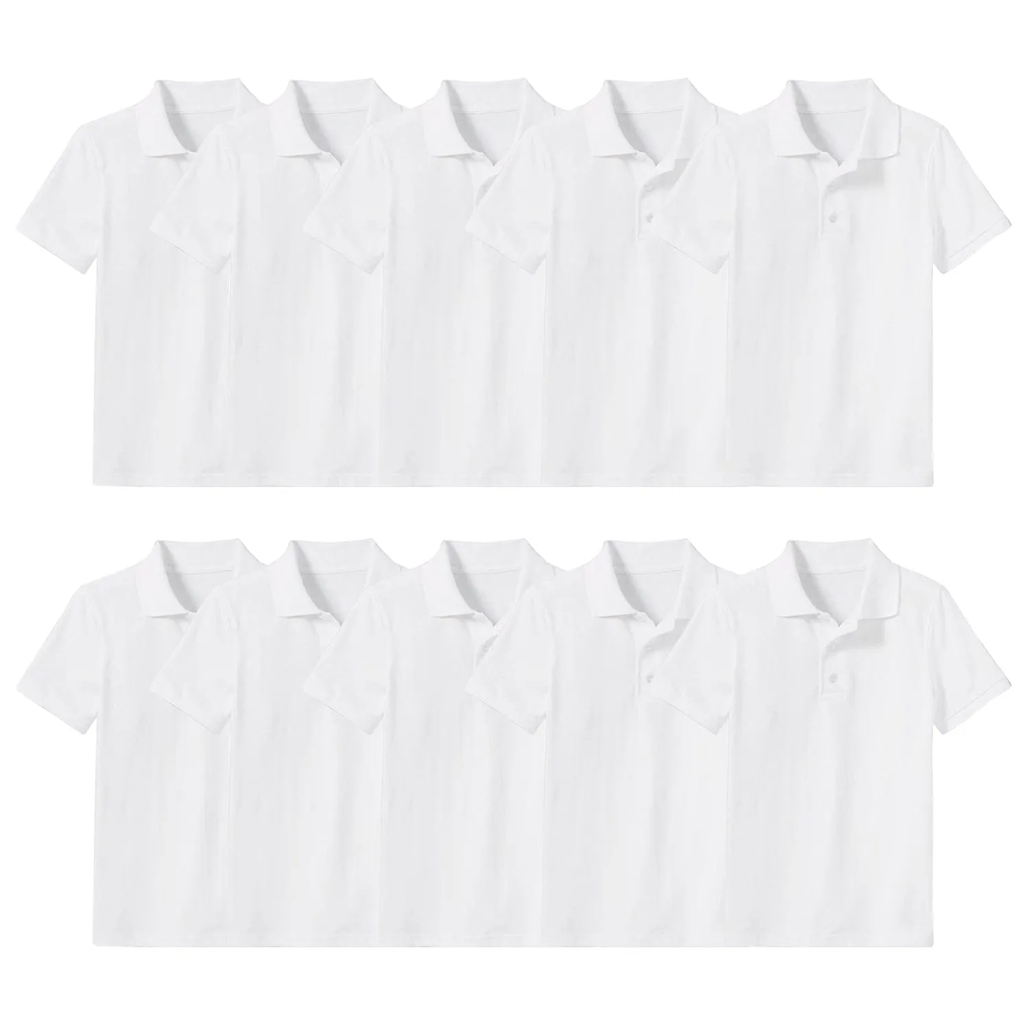 10-Pack School Uniform Tagless Polo Tshirt for Little Boys & Big Boys