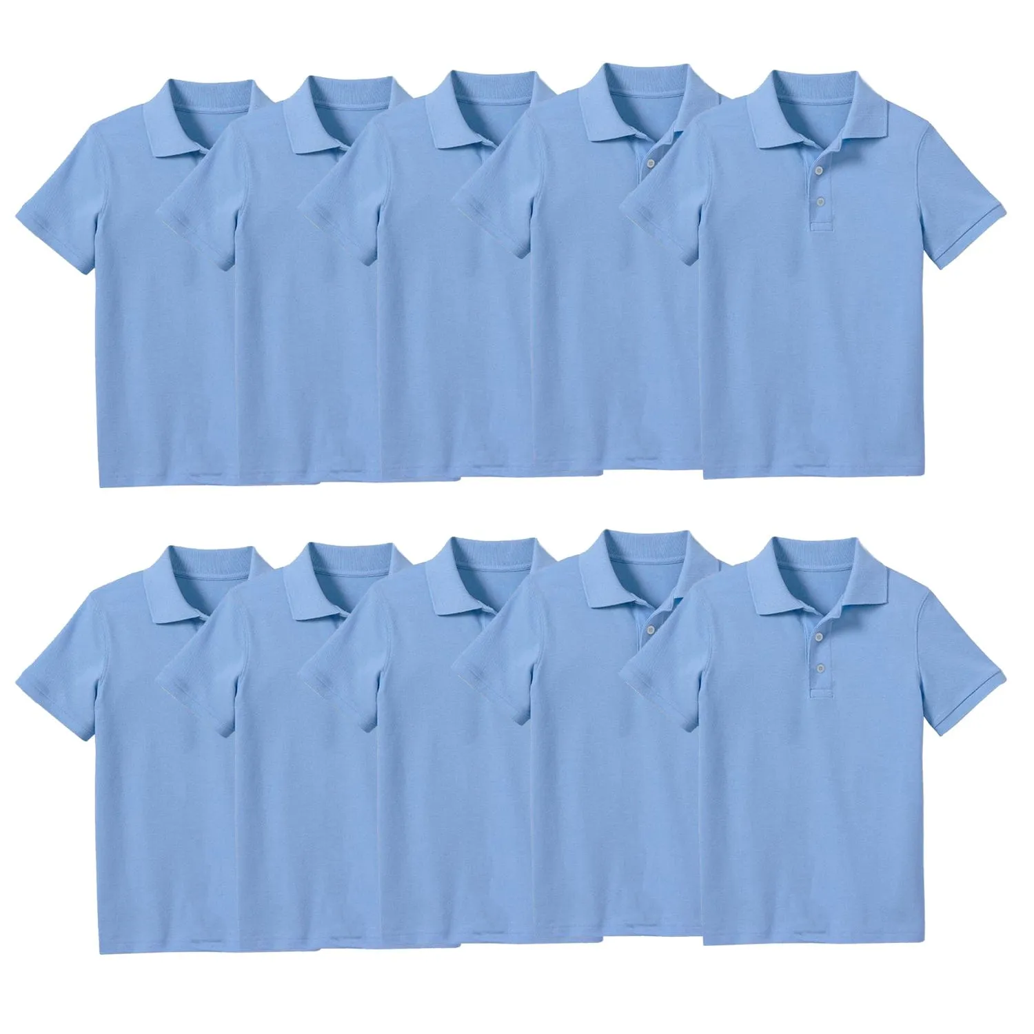 10-Pack School Uniform Tagless Polo Tshirt for Little Boys & Big Boys