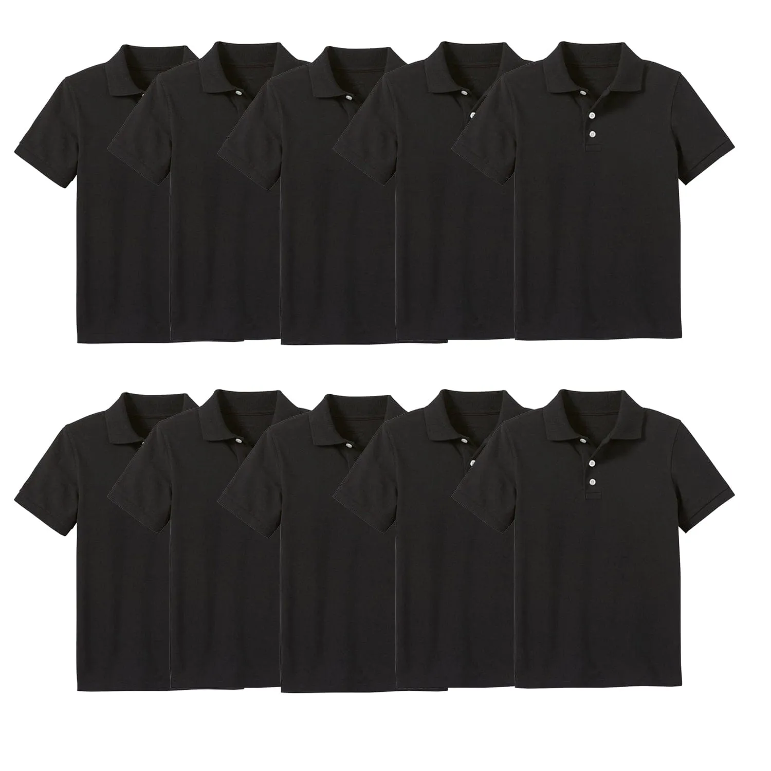 10-Pack School Uniform Tagless Polo Tshirt for Little Boys & Big Boys