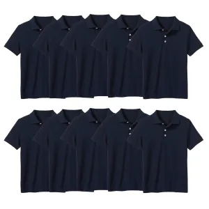 10-Pack School Uniform Tagless Polo Tshirt for Little Boys & Big Boys