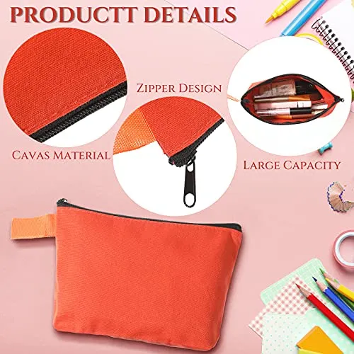 10 Pieces Canvas Makeup Bags Bulk Travel Cosmetic Bags Plain Makeup Pouch Multi-Purpose Blank Travel Toiletry Bag DIY Craft Bags with Zipper for