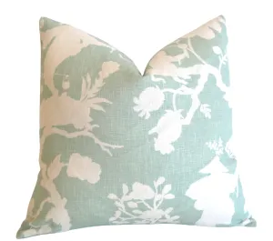 10 Sizes Available: SHANTUNG SILHOUETTE, Mineral / Schumacher Pillow Cover