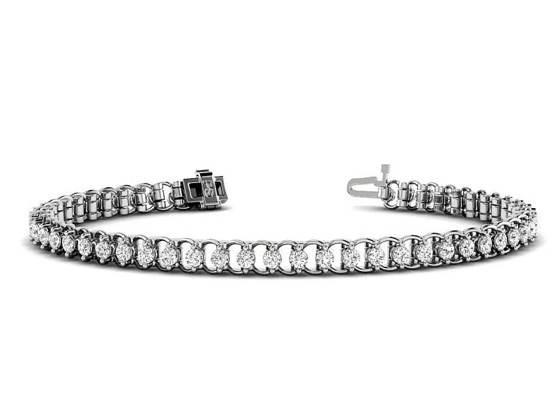 1.00-3.00 CT Round Cut Lab Grown Diamonds - Tennis Bracelet