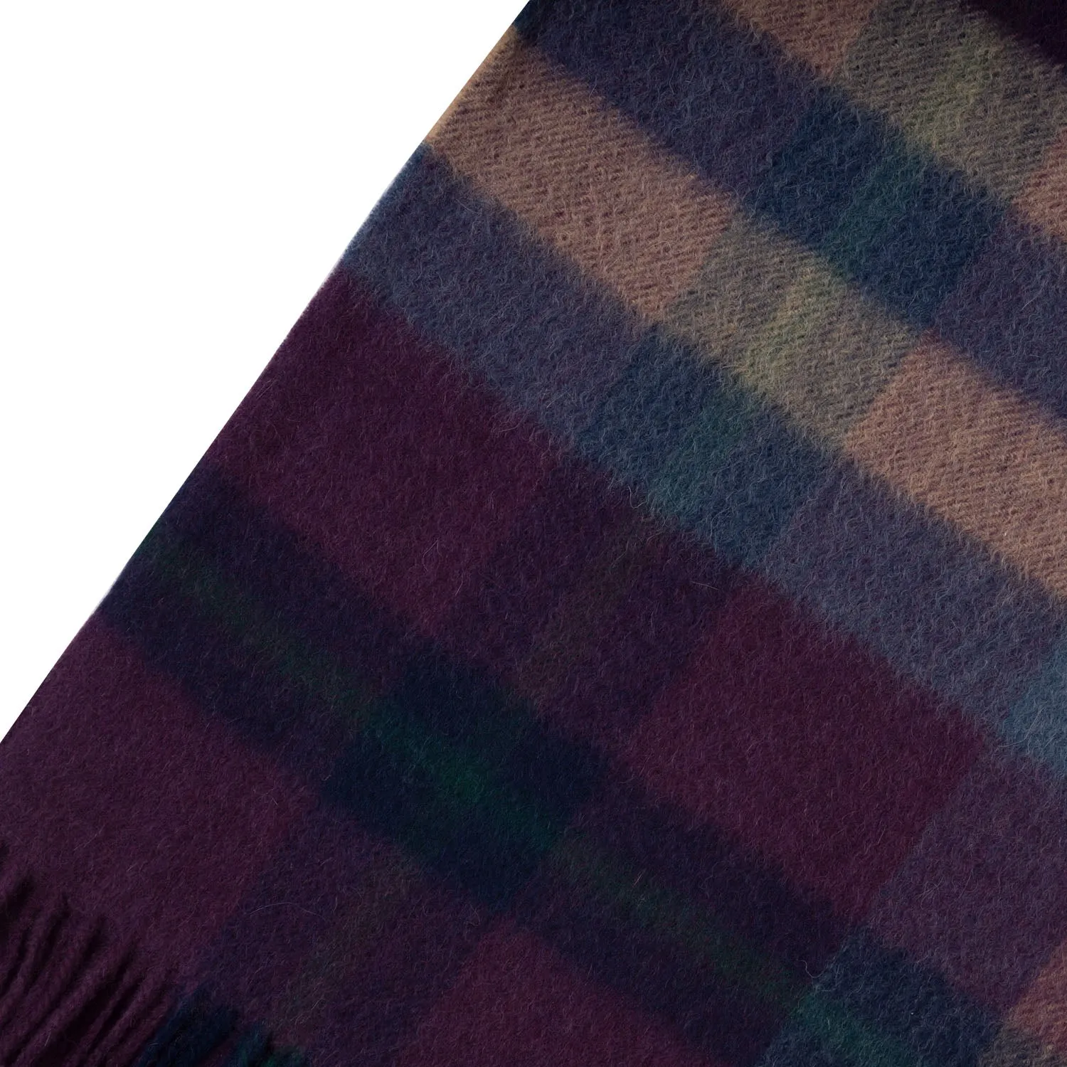 100% Cashmere Wide Tartan Scarf Scots Check – Eminence/Camel