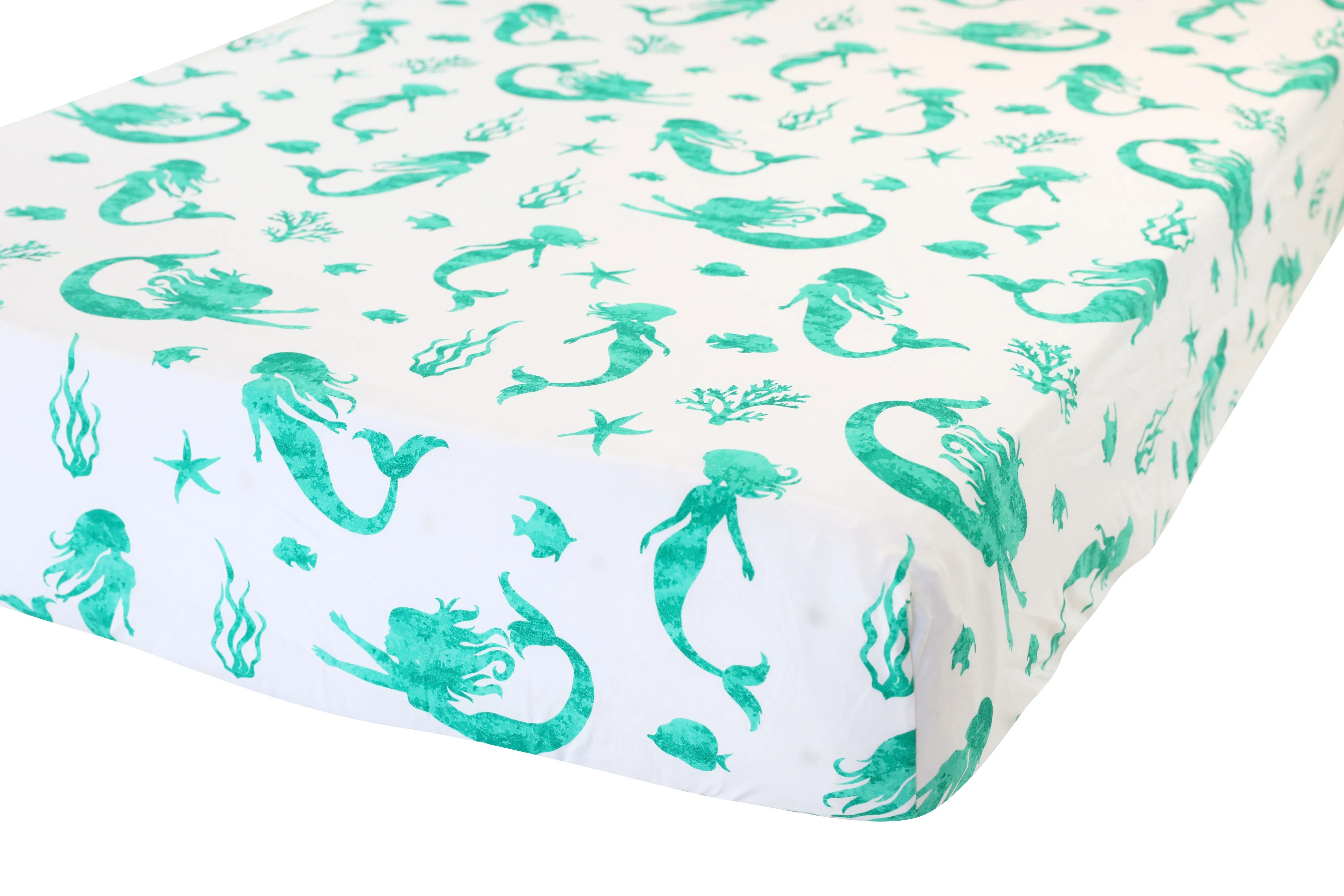 100% Cotton Fitted Crib Sheet - Mermaid