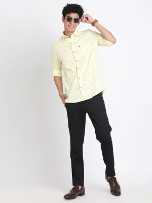 100% Cotton Lemon Printed Slim Fit Full Sleeve Casual Shirt