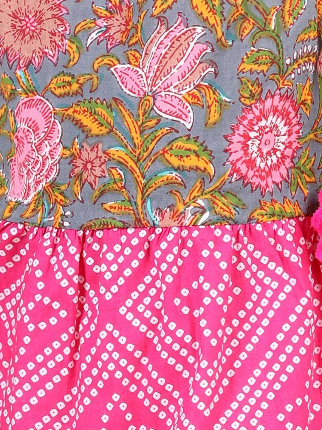 100% Cotton Printed Tier Frock For Baby Girls- Pink