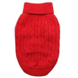 100% Pure Combed Cotton Fiery Red Cable Knit Dog Sweater