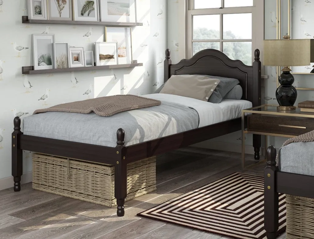 100% Solid Wood Reston Twin Bed, Java