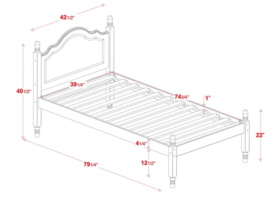 100% Solid Wood Reston Twin Bed, Java