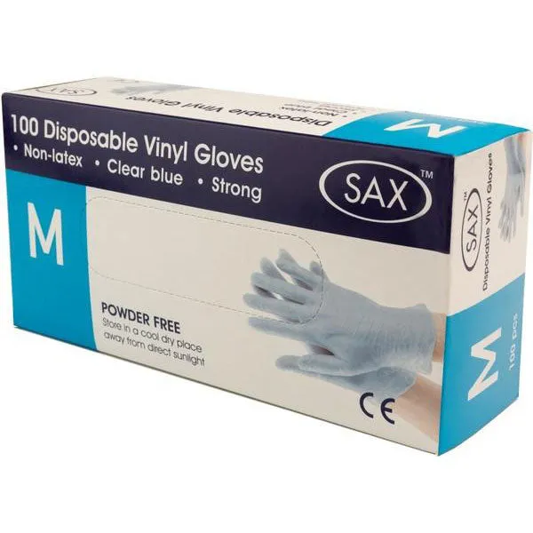 100 X Disposable Vinyl Gloves - Blue