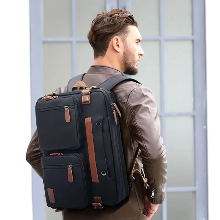 10001 Business Computer Backpack Multifunctional Simple Waterproof Nylon Travel Backpack, Size: 17.3 inch(Canvas Gray)