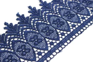 100mm 8 Mt. Royal Blue Bridal Guipure Lace Trim | 3.93 Inches Wide Lace Trim | Geometric Bridal Lace | French Guipure | Lace Fabric TRM100