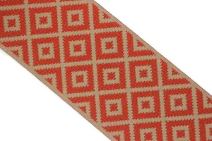 100mm Red&Light BrownMosaic Ribbon for Drapery Banding (3.93 inch), Jacquard Trim, Drapery Banding Tape, Curtain Making Fabric Drape 194 V6