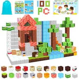 100PCS Magnetic Blocks Building Toys for 3-13 Year Old Kids Boys Girls, The Magnet World Building Set, Magnetic Cubes Building Blocks, STEM