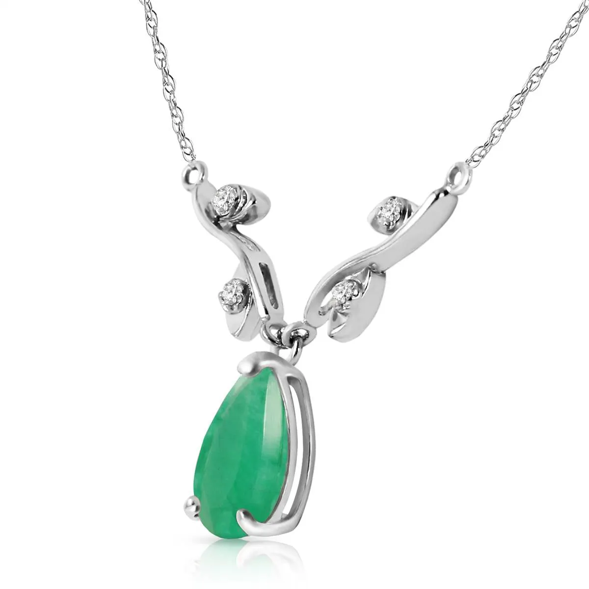 1.02 Carat 14K Solid White Gold Did You Know Emerald Diamond Necklace