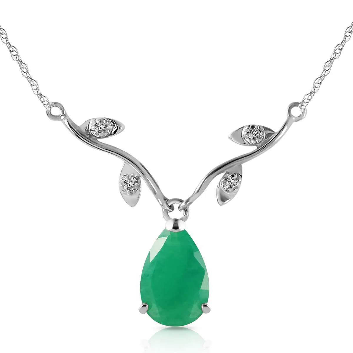 1.02 Carat 14K Solid White Gold Did You Know Emerald Diamond Necklace