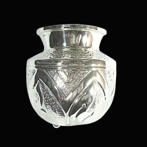 103 grams BIS Hallmarked Silver Fancy Embossed Kalash Lota - Embossed Peak Henna Design