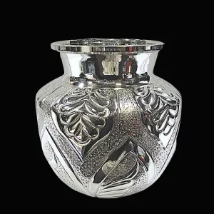 103 grams BIS Hallmarked Silver Fancy Embossed Kalash Lota - Embossed Top Plant Galaxy Design