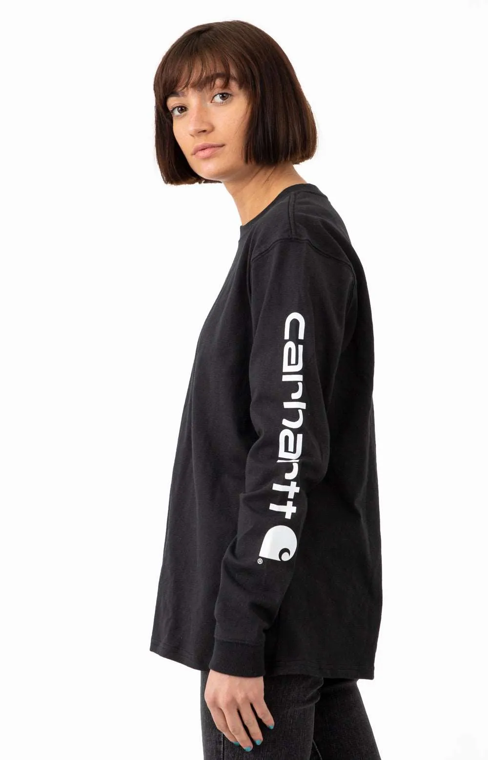 (103401) Workwear Sleeve Logo Long Sleeve Shirt - Black/White