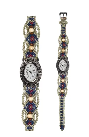 104A - Wide with Vintage Style Oval Marcasite Watch