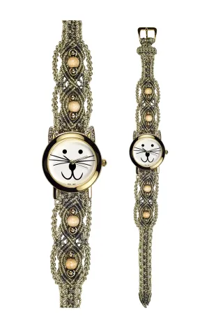 104FA - Wide with Gold Cat Watch