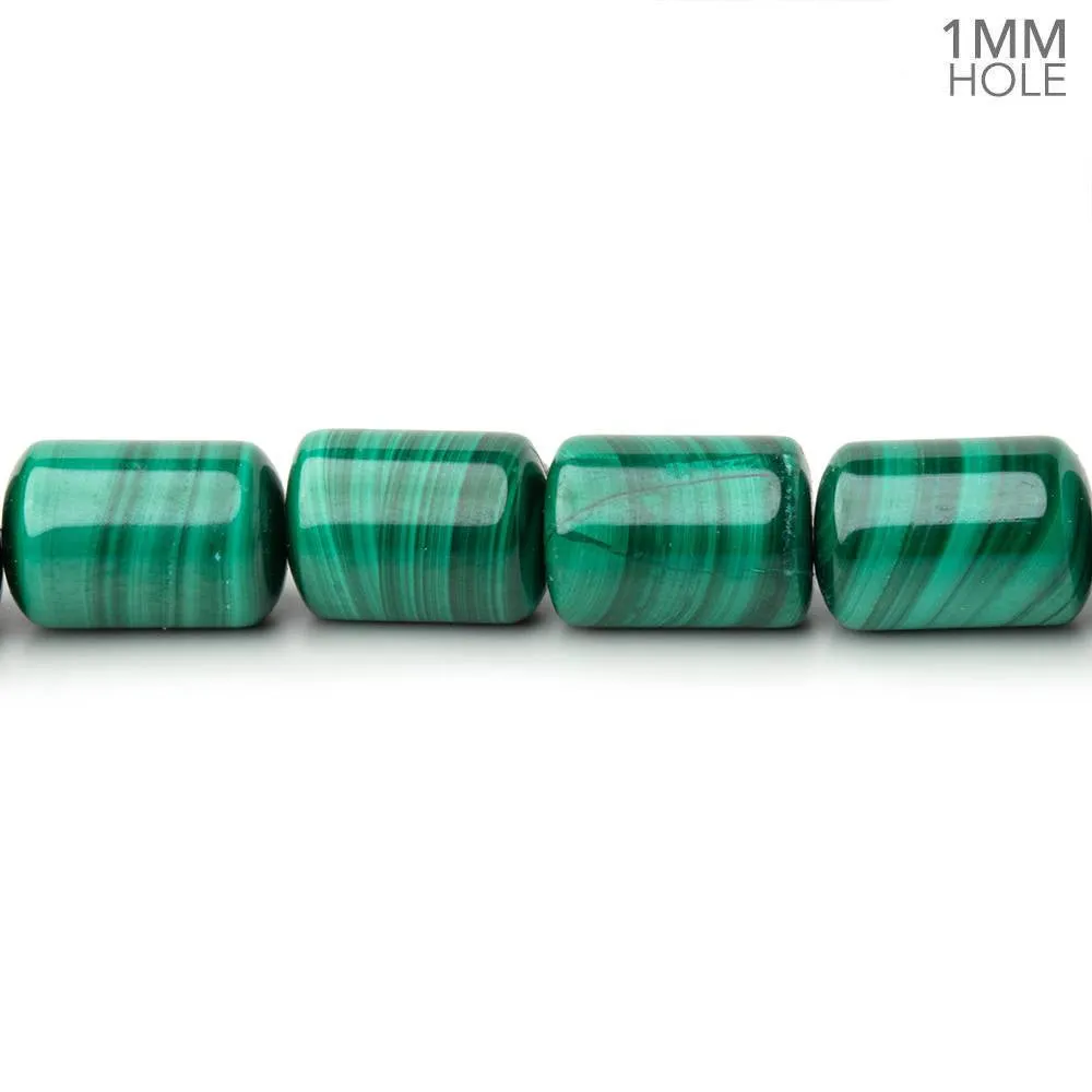 10.5-13.5mm Malachite Plain Tube Beads 14.5 inch 32 pieces 1mm Hole