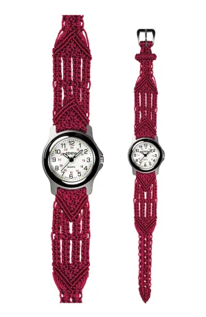 106 Red - Wide with Round Silver Sport Watch