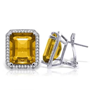 10.8 Carat 14K Solid White Gold Disco Nights Citrine Diamond Earrings