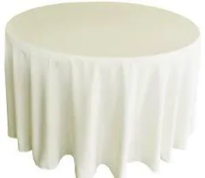 108 inch Ivory Round Polyester- Rent