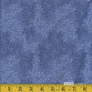 108" Wide Leaves Colony Blue Cotton Flannel Yardage | Mook Fabrics