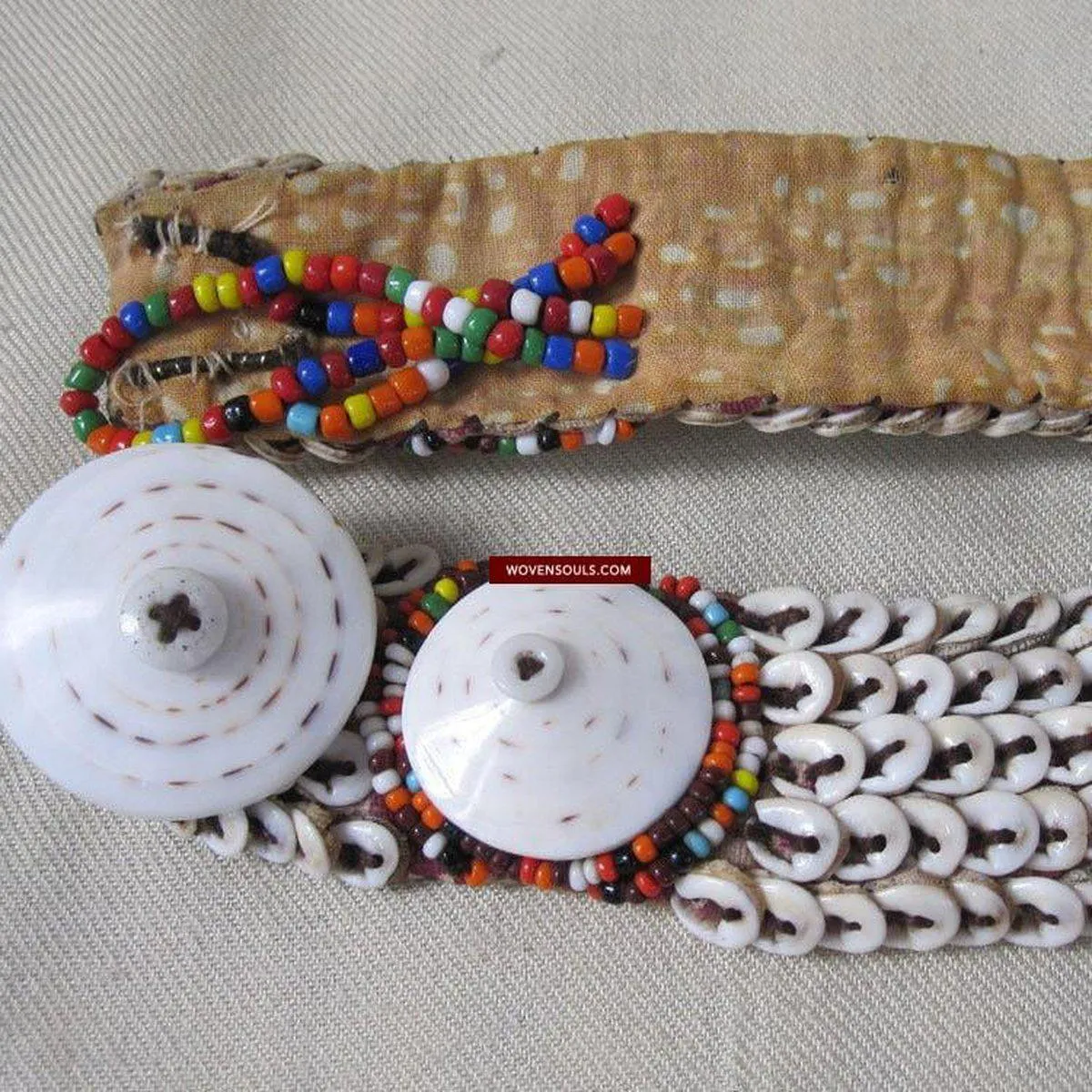 1098 SOLD Antique Maloh Belt Sash with Cowries &  Beads