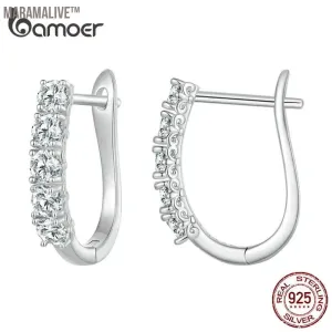 1.0CT Moissanite Sterling Silver Hoop Earrings Gift for Ladies