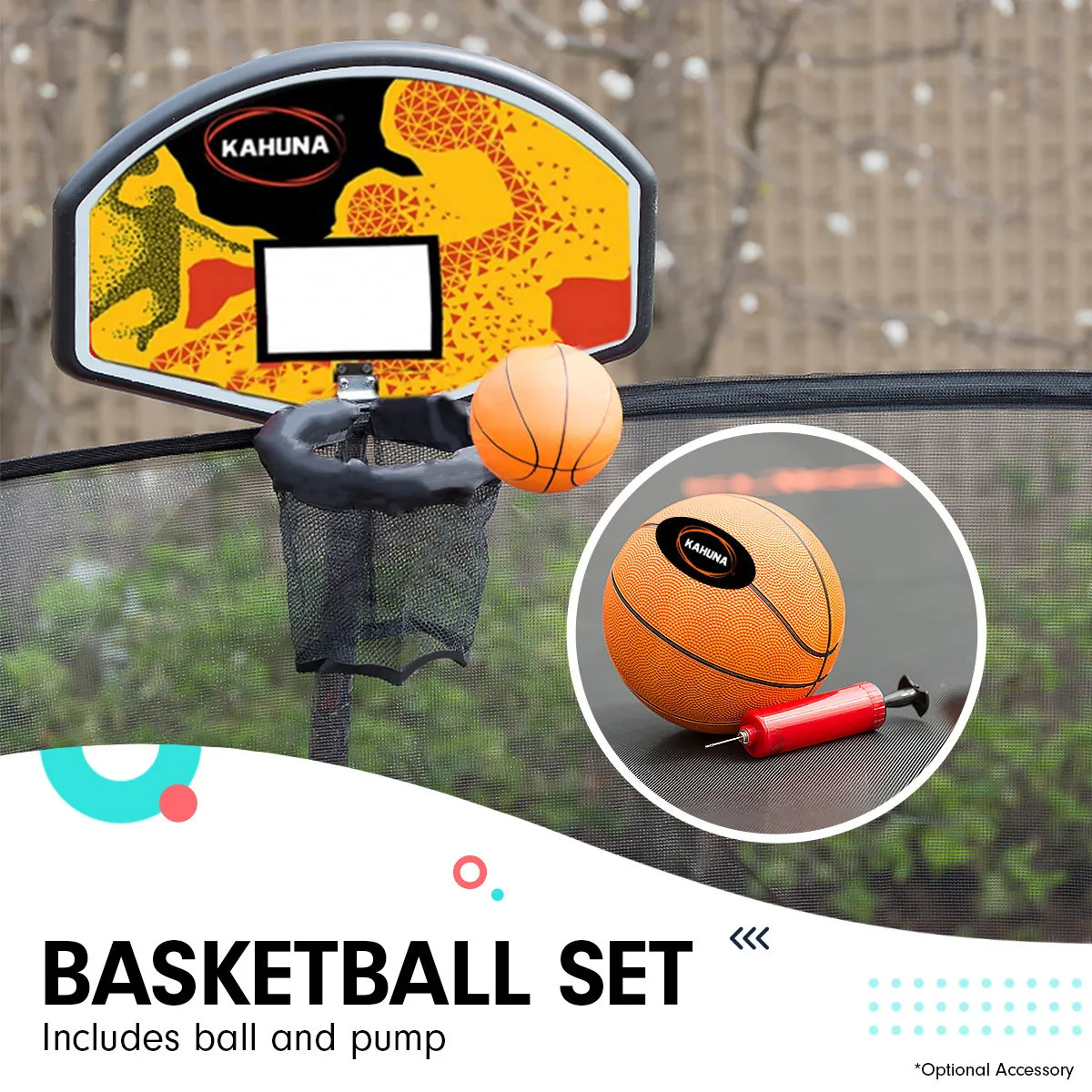 10ft Springless Trampoline Set with Safety Net & Basketball - Kahuna