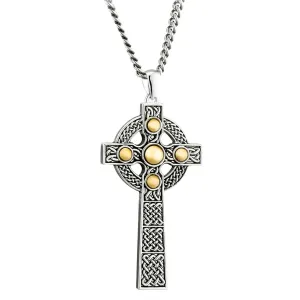 10K Gold Dome Large Celtic Cross Necklace