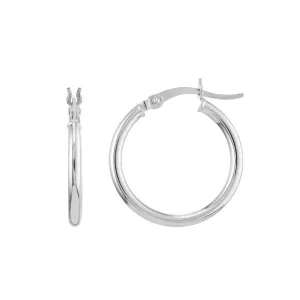 10K White Gold 2x20mm Hoop Earrings