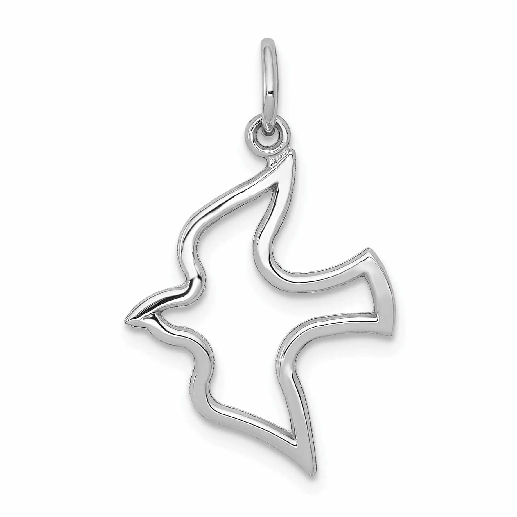 10K White Gold Polished Finish Dove Pendant