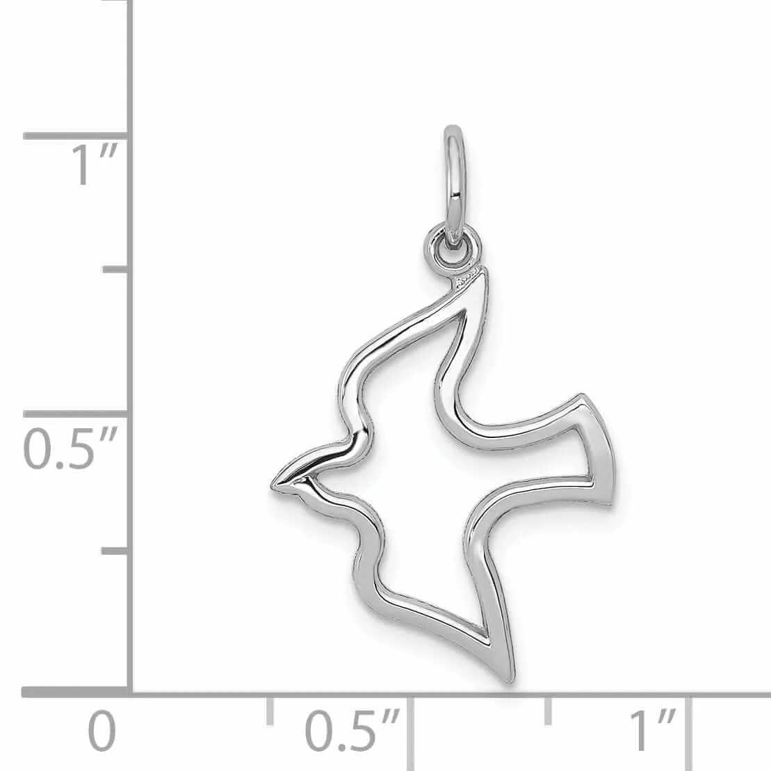 10K White Gold Polished Finish Dove Pendant