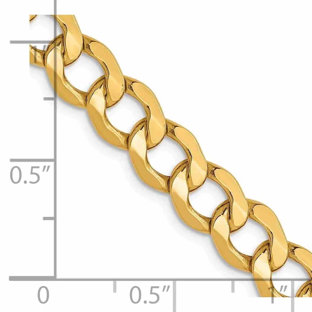 10k Yellow Gold 6.5m SemiSolid Curb Link Chain