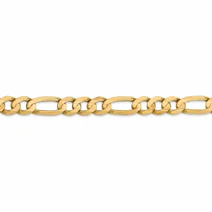 10k Yellow Gold 7.5mm Concave Figaro Bracelet