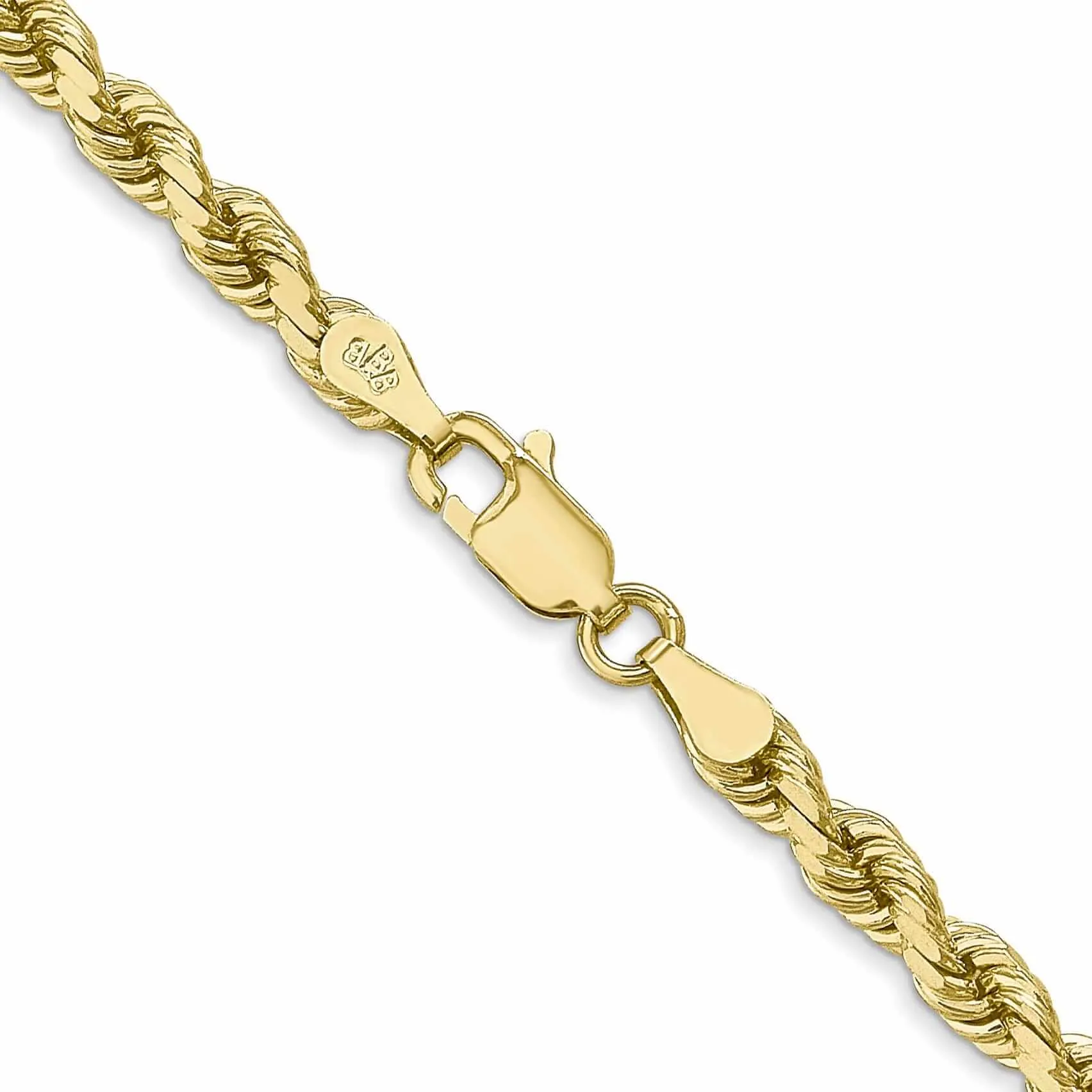 10k Yellow Gold Diamond Cut Rope Bracelet 4MM