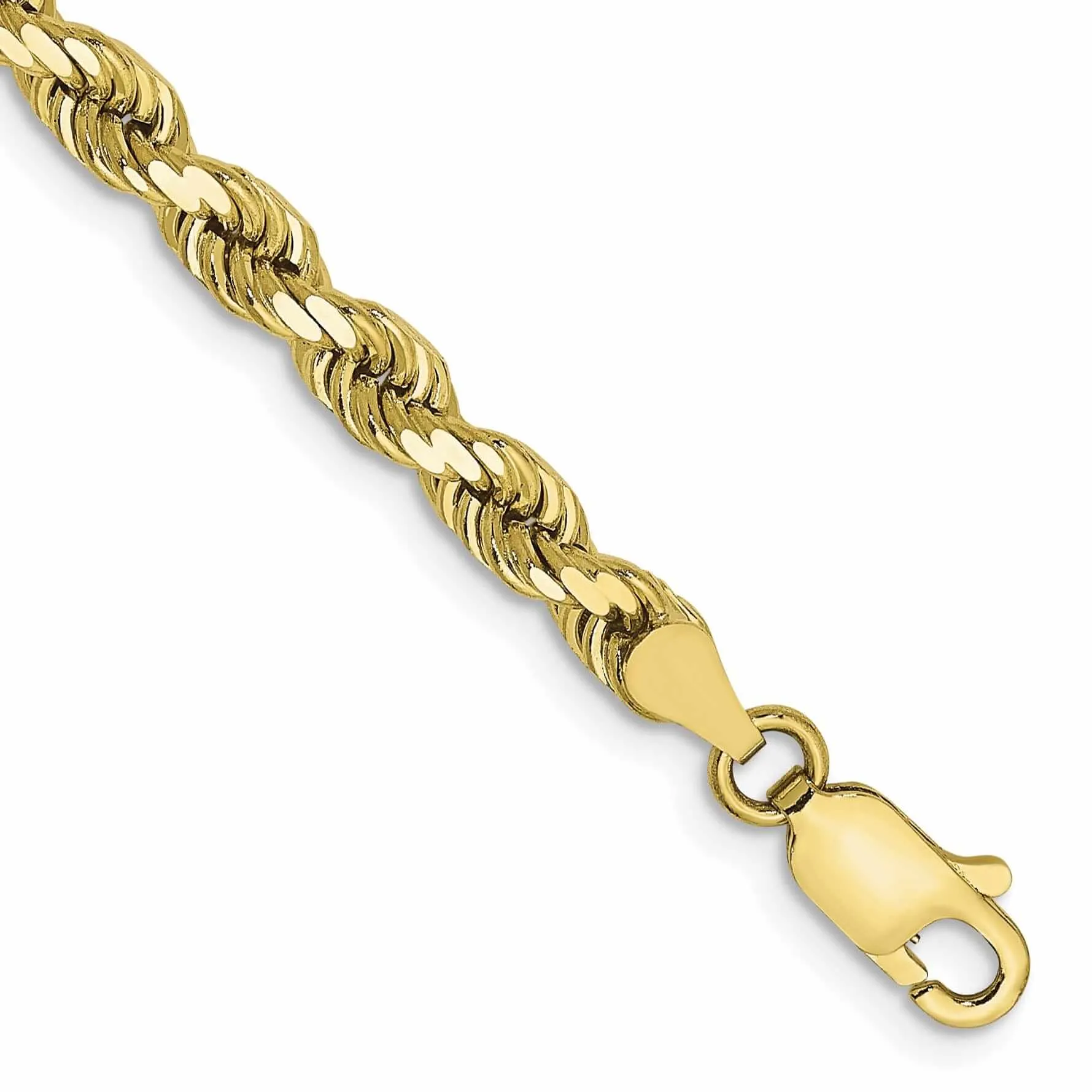 10k Yellow Gold Diamond Cut Rope Bracelet 4MM