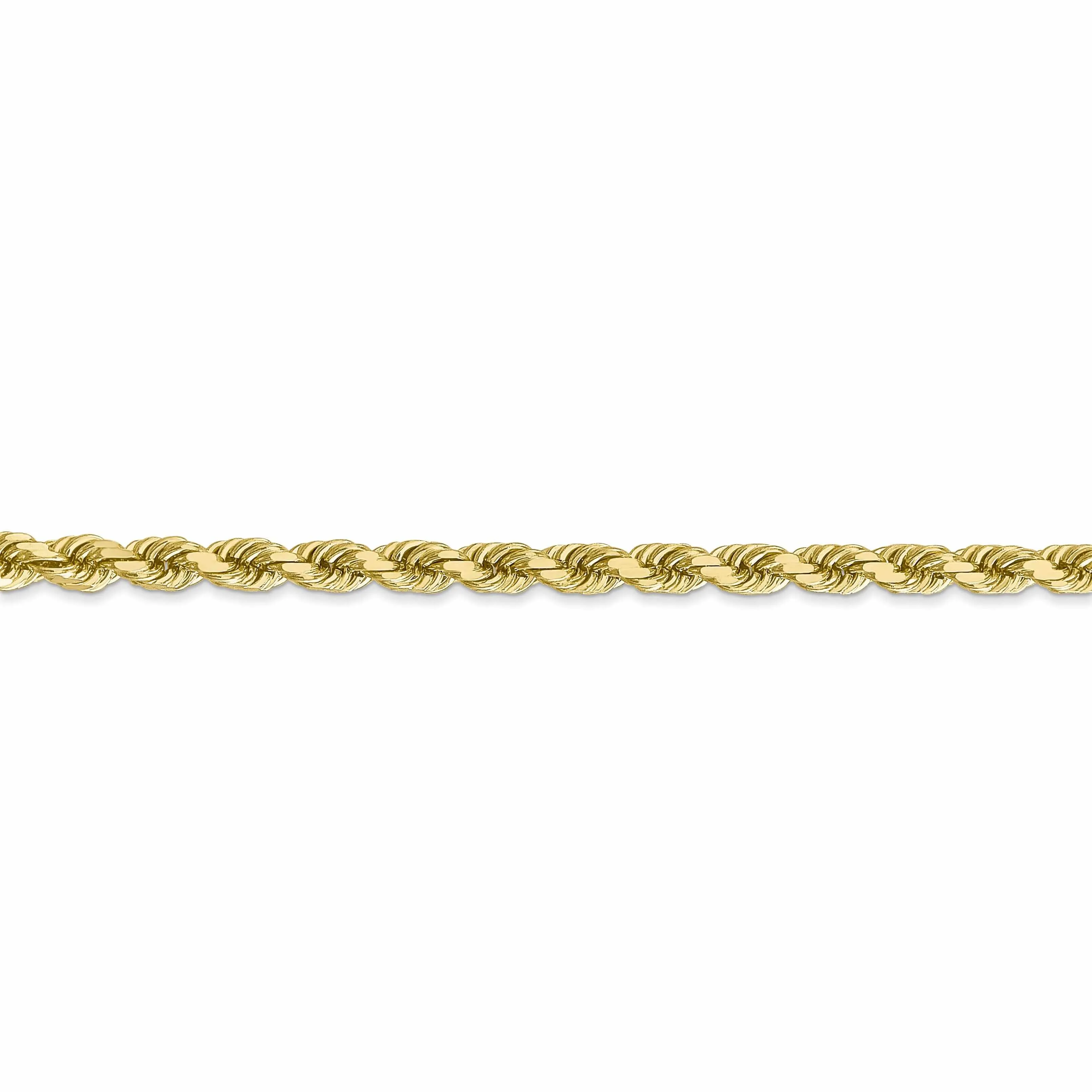 10k Yellow Gold Diamond Cut Rope Bracelet 4MM