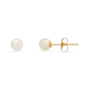 10k Yellow Gold Genuine Freshwater Pearl Pearl Stud Earrings