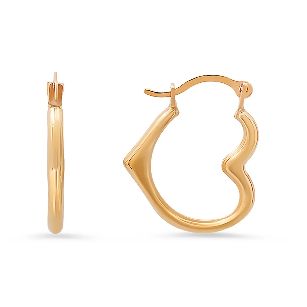 10k Yellow Gold Heart Shaped Huggy Hoop Earrings