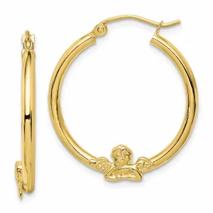 10k Yellow Gold Polished Angel Hoop Earrings