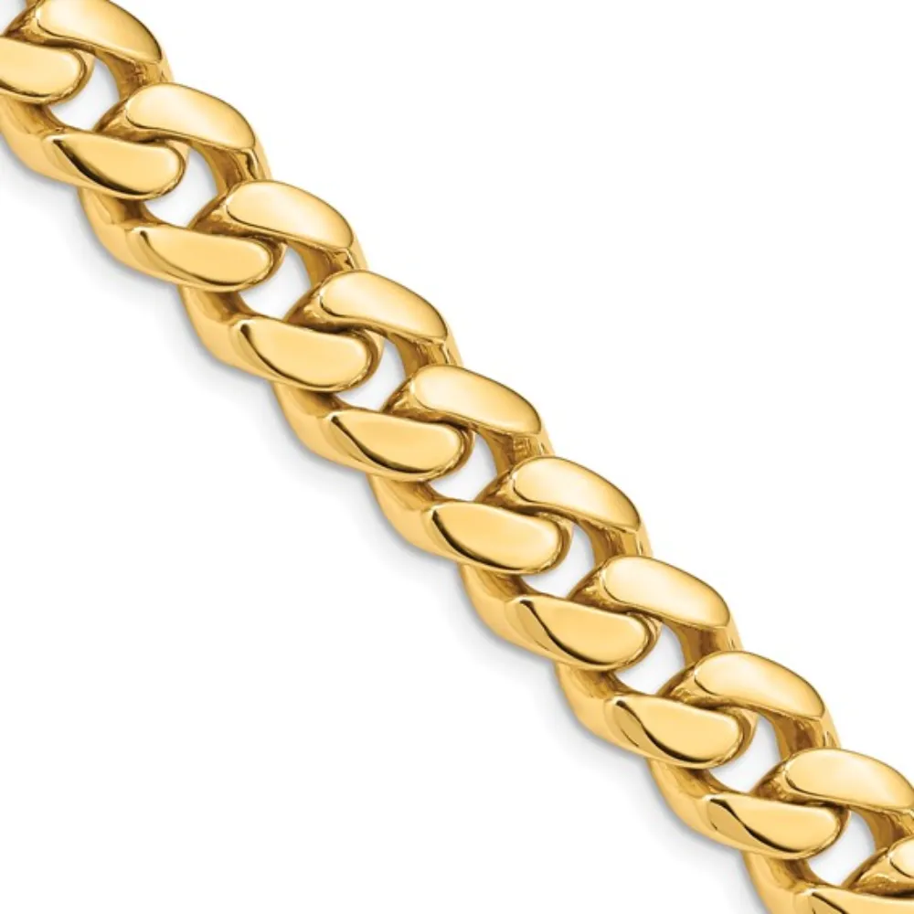 10K Yellow Solid Gold CZ Monaco Bracelet 9mm 8" INCH Thick Cahin For Mens Pulsera Monaco Hombre