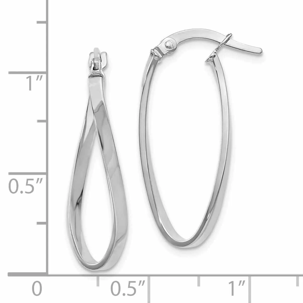 10kt White Gold Oval Hinged Hoop Earrings