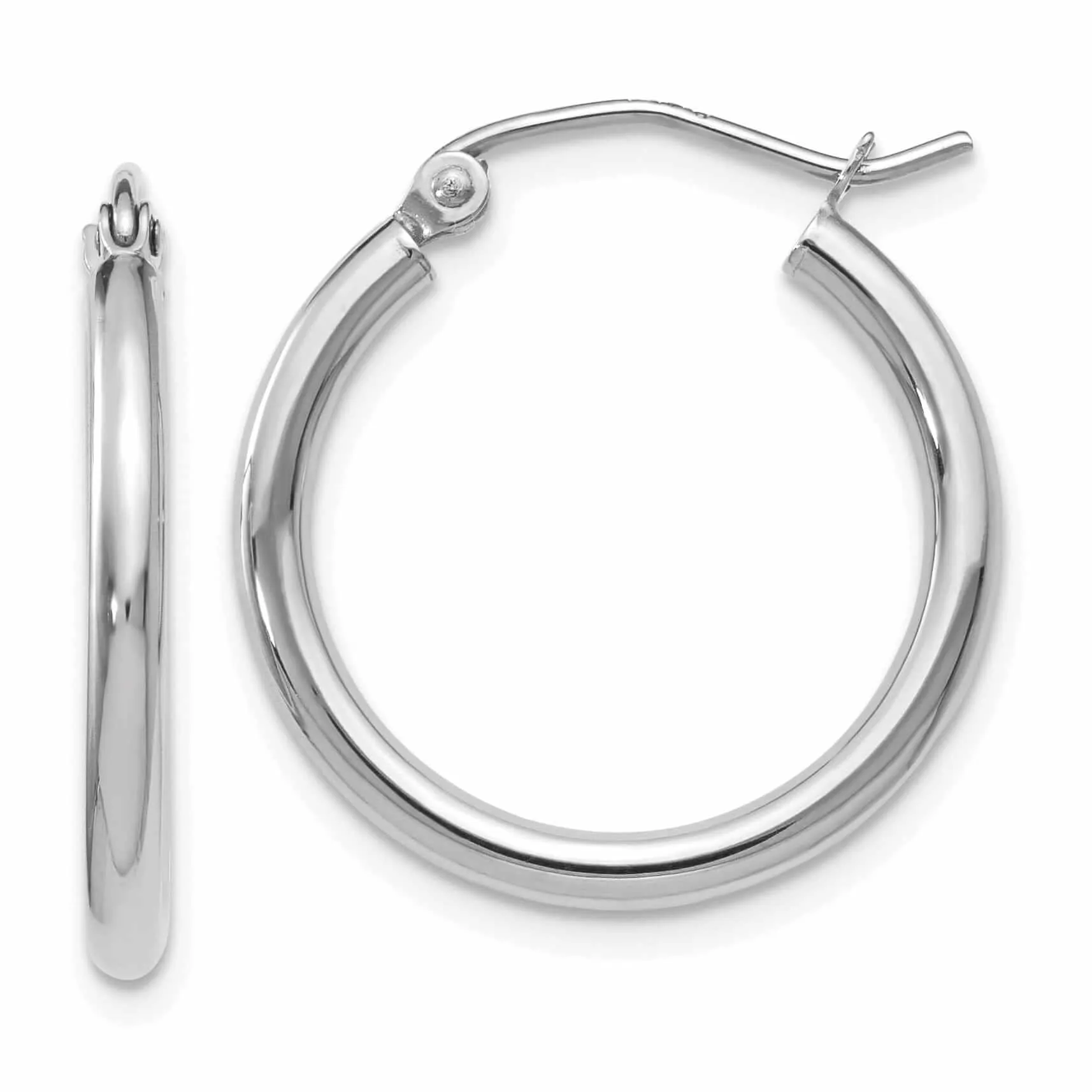 10kt White Gold Polished Hinged Hoop Earrings